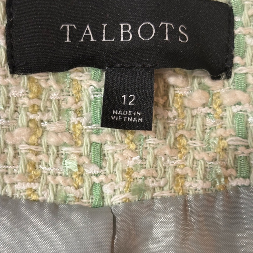 Talbots Tulip Patch Light Green Tweed Blazer Size… - image 3